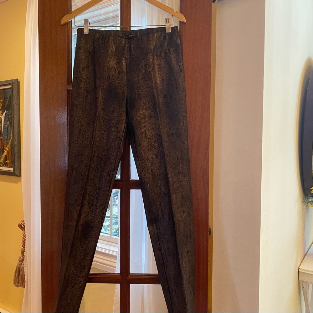 Size M Insight Bronze Faux Snakeskin Pants